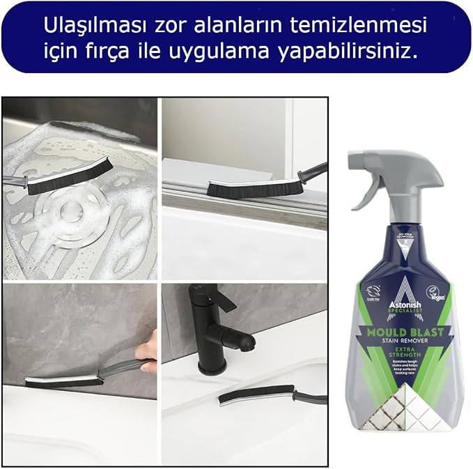 Astonish Apple Burst Household Cleaner - Shower Curtain, Shower Door, Bathroom Tiles - Hard Water Stains, Rust & Calcium Bathroom Cleaner - No Scrub, Cruelty Free Cleaning Supplies, 750ml Spray Bottle