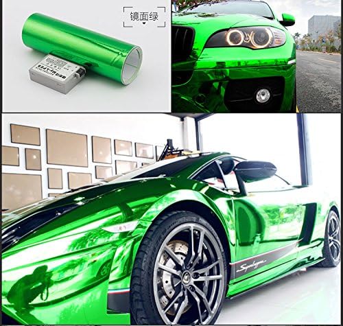 DIYAH Gloss Chrome Mirror Vinyl Car Wrap Sticker with Air Release Bubble Free Anti-Wrinkle 12" X 60" (1 FT X 5FT) (Green)