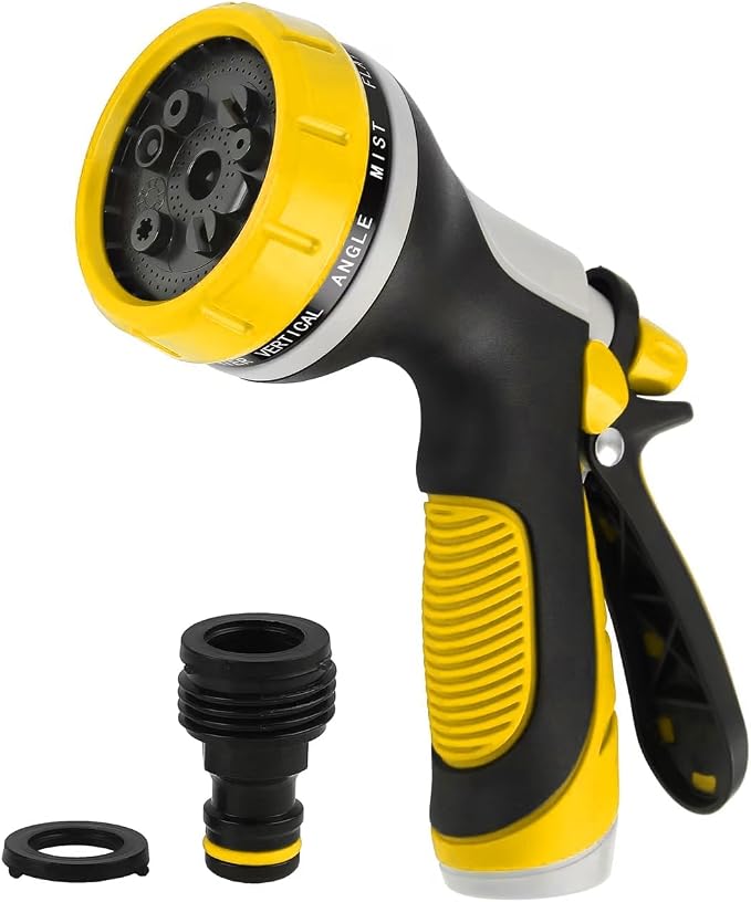 Garden Hose Nozzle High Pressure Leak Proof Spray Water Hose Nozzle Sprayer | Thumb Control Hose Sprayer, 10 Spray Modes On-Off Valve, High Pressure Leakproof Non-Slip Grip for Garden Plant Lawn Pet Wash