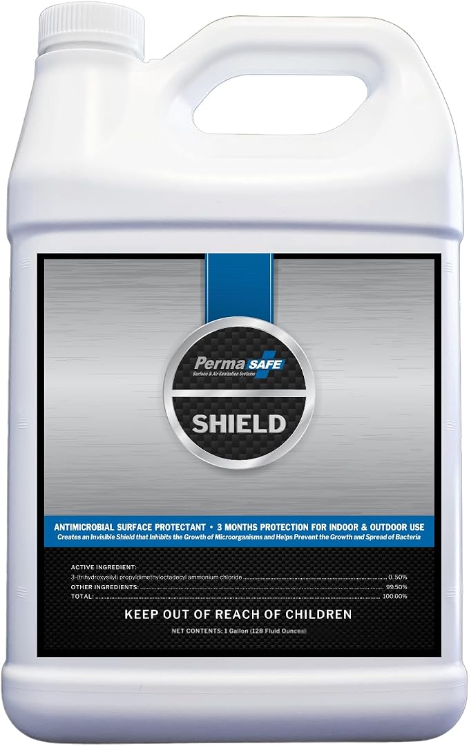PermaSafe SHIELD 90-Day Antimicrobial Surface Protectant Spray | Long-Lasting, Multi-Surface Protection Against Growth & Spread of Bacteria, Mold, Mildew, Fungi & Algae | Indoor & Outdoor Use - 1 Gal