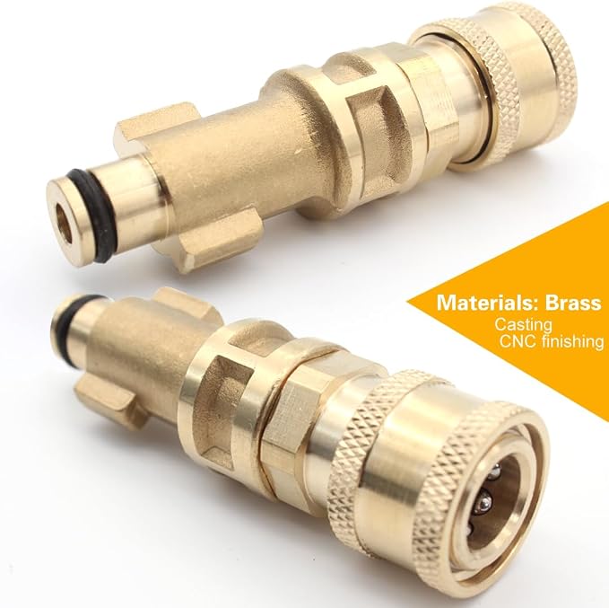 Brass Pressure Washer Gun Adapter,Electric Power Washer Accessory Part,1/4"Quick Connector,5 Nozzle Tips,Compatible with Bosch Portland, Ryobi, Greenworks, Husky,Short Replacement Wand for Foam Cannon