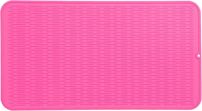 MicoYang Silicone Dish Drying Mat for Multiple Usage,Easy clean,Eco-friendly,Heat-resistant Silicone Mat for Kitchen Counter or Sink,Refrigerator or Drawer Liner Rose 4XL 32 inches x 18 inches