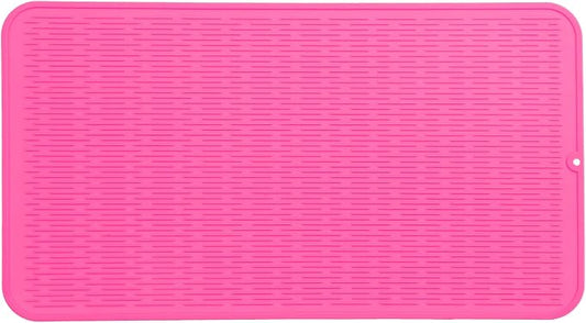 MicoYang Silicone Dish Drying Mat for Multiple Usage,Easy clean,Eco-friendly,Heat-resistant Silicone Mat for Kitchen Counter or Sink,Refrigerator or Drawer Liner Rose 4XL 32 inches x 18 inches