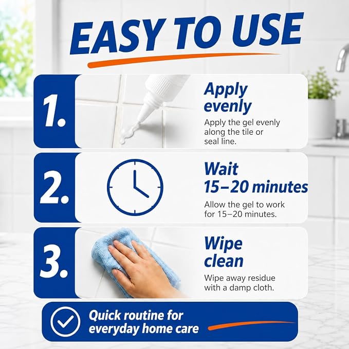 Sugelary Mold Stain Cleaner, 10 Fl oz All-Purpose Gel for Front Loader Seal, Household Cleaner Gel for Bathroom Grout, Sink, Shower, Caulk, Washing Machine Cleaning Solution
