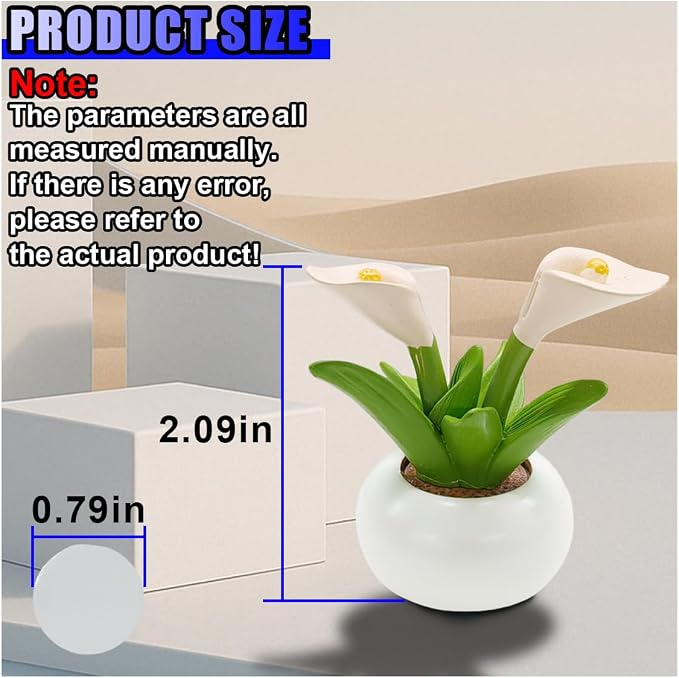Mini Flower Car Dashboard Decoration - Cute Potted Plant Resin Figurines Car Desk Center Console Decoration - Aesthetic Auto Interior Ornament Accessories Funny Presents for Women (Calla)
