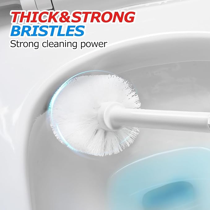 FORASTO 2Pack 2 in 1 Toilet Brush and Plunger Set, Toilet Bowl Brush Plunger Set,Extended Handle Plunger,Bathroom Cleaning Tools,Toilet Brush Plunger Combo,Cleaning Brush（Pearl White，21inch） | 21" Extended, Apartment Must Haves, Accessories Decor, Esse...