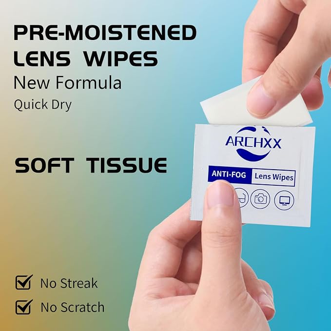 ARCHXX Anti Fog Wipes for Glasses, 240 Count,Pre-Moistened Cleaning Wipes, Lens Cleaner Wipe for Eyeglasses,Sunglasses,Goggles,Screen,Phone,Individually Wrapped Eye Glasses Cleaner