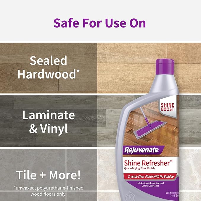 Rejuvenate Shine Refresher Floor Polish Renews Shine On Newer And Recently Restores Floors Including Sealed Hardwood,Laminate,Vinyl And Tile,32 Ounces,(Pack of 2)