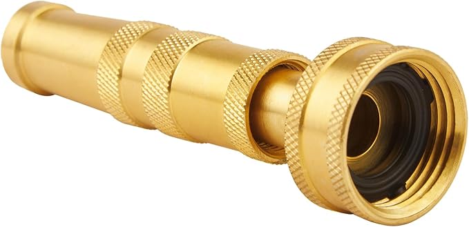 Heavy Duty Brass Hose Nozzle-4'' Adjustable Twist Garden Hose Nozzles | Water Hose Sprayer Nozzle for Garden Lawn Efficient Watering and Spraying, with 10 Rubber Washers