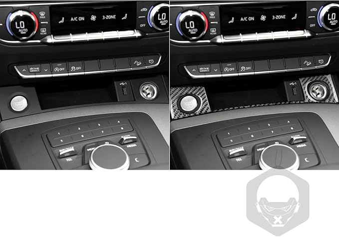 Real Carbon Fiber Trim for Audi 80A Q5 Accessories | for SQ5 2018-2025 Dash Push Engine Start Button Panel Frame Cover Sticker Interior Thick Overlay Decal