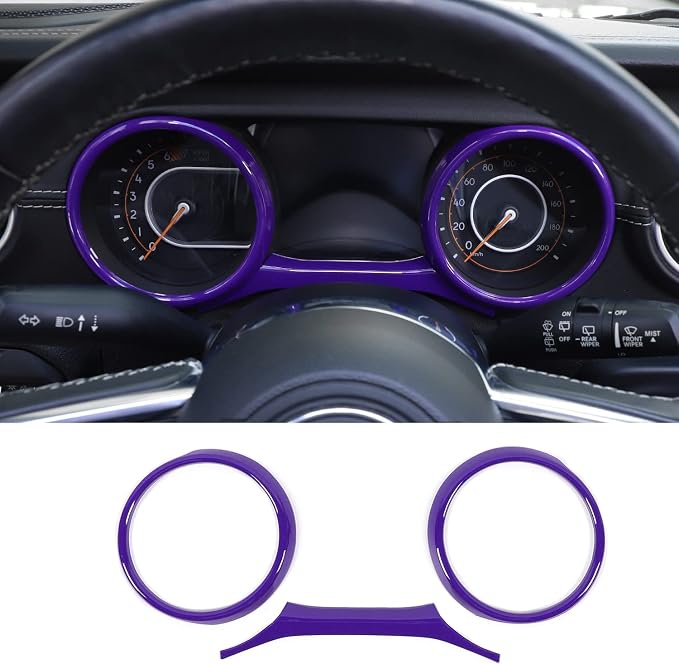 RT-TCZ for Jeep JL Dash Cluster Instrument Panel Insert Gauges Trim Ring Cover for Jeep Wrangler JL JLU Gladiator JT 2018-2023 Purple Interior Accessories 3pcs