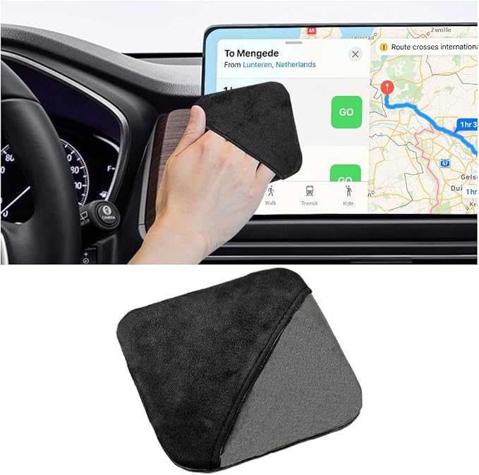 Car Screen Cleaner, Microfiber Cloth Vehicle Touchscreen Cleaning Wipes, Foldable Automotive Interior Cleaning Pad Accessory for Dashboard LCD Display, Universal for Truck SUV RV (Square/Black)