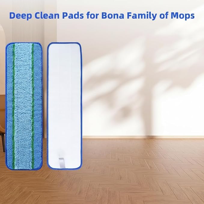 6 Pack Deep Clean Pads for Bona Family of Mops | Washable & Reusable Microfiber Cleaning Pad for Hardwood and Multi-Surface