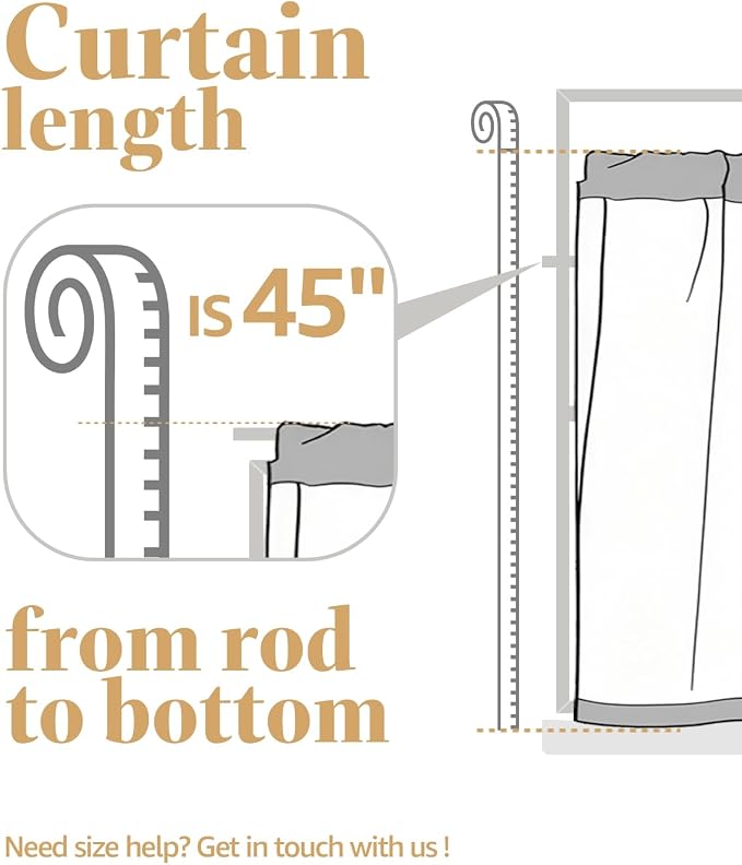 jinchan Kitchen Curtains Linen Tier Curtains 45 Inch Farmhouse Cafe Drapes for Small Window Flax Country Rustic Rod Pocket Bathroom Laundry Room RV Light Filtering 2 Panels White | Light filtering, cafe curtains, machine washable, farmhouse, kitchen, b...