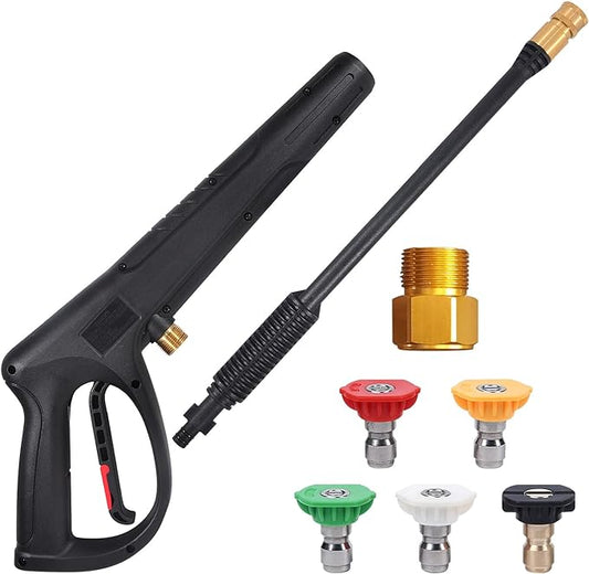 Pressure Washer Gun with Extension Wand M22-14 & M22-15 Fitting | 5 Spray Nozzle Tips Replacement for Ryobi, Karcher, Powerstroke, Greenworks, and More Electric Power Washer