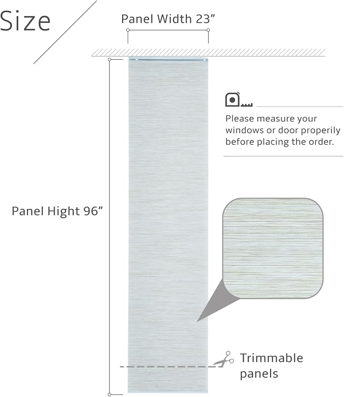 Replacement Fabric Panels for Sliding Glass Door (4-Pack, 23"x96"), Fabric Only, Natural Woven Blind Slats, Trimmable, Sheer, Track & Bottom Rail Not Included,Beige Cream