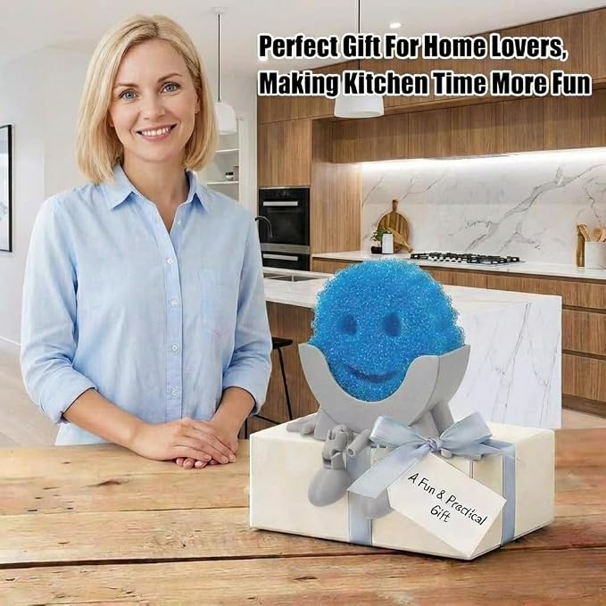 Creative Drainage Sponge Holder: Traceless Glue, 3D Printed Funny Kitchen Sink Holder, Keeps Sponge Dry – for Scrub Daddy (1, Grey)
