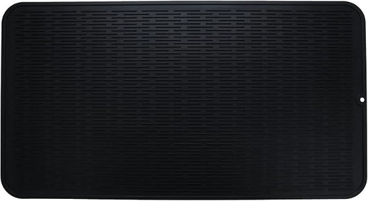 MicoYang Silicone Dish Drying Mat for Multiple Usage,Easy clean,Eco-friendly,Heat-resistant Silicone Mat for Kitchen Counter or Sink,Refrigerator or Drawer Liner Black 4XL 32 inches x 18 inches