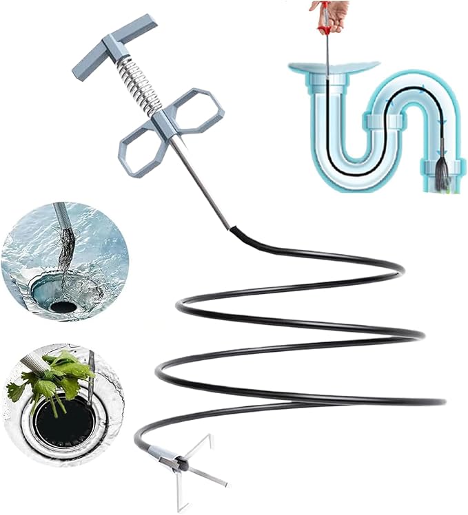 76 Inch Drain Snake Upgraded Ergonomic Grip – Toilet Snake Flexible Grabber Claw for Clog Remover & Pick Up Small Items