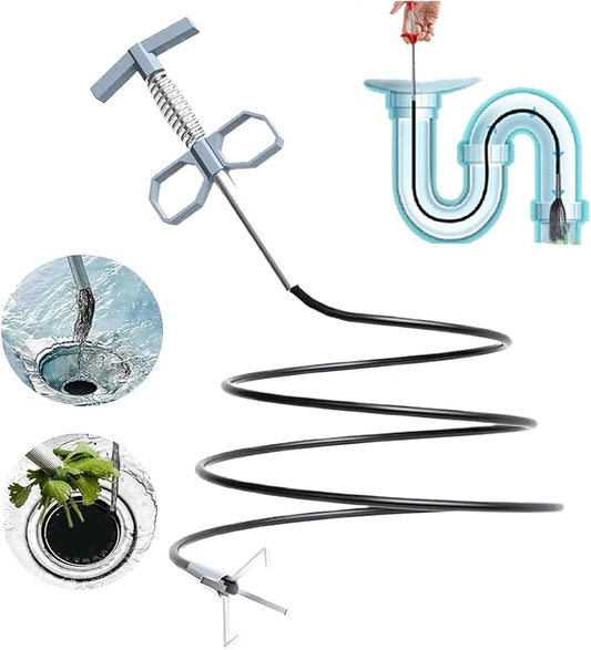 76 Inch Drain Snake Upgraded Ergonomic Grip – Toilet Snake Flexible Grabber Claw for Clog Remover & Pick Up Small Items