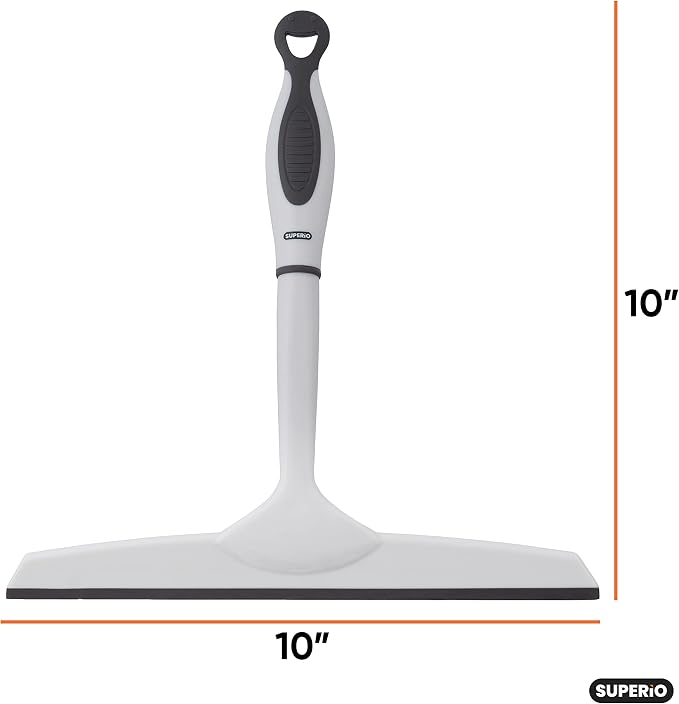 Superio Rubber Squeegee, 2 Pack, Streak Free All Purpose Window Squeegee, Comfort Grip Handle and Hanging Hook (Grey, 6 Inch- 10 Inch Set)