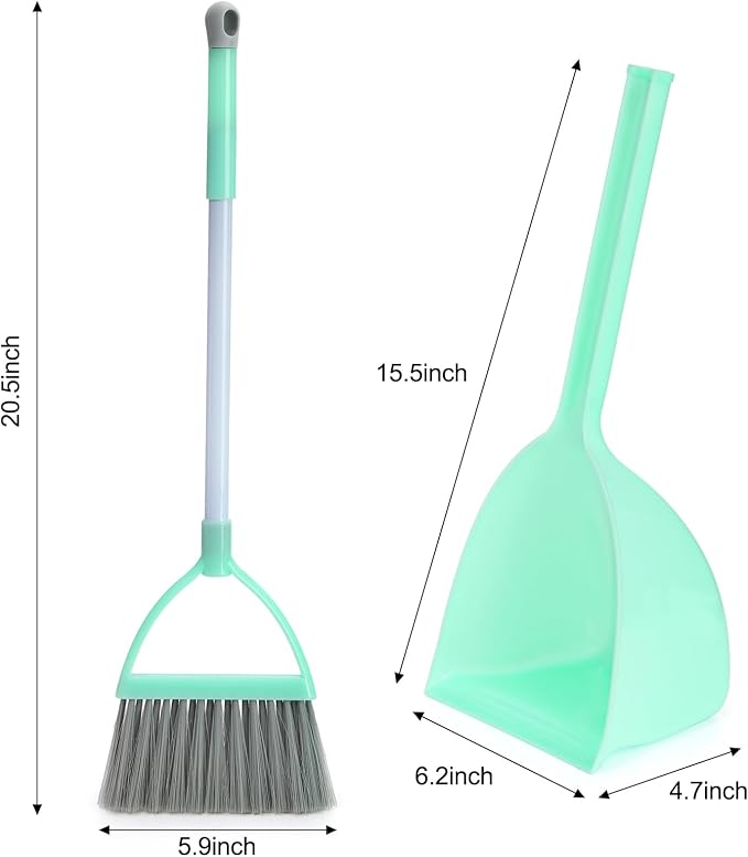 Nicunom Set of 4 Mini Broom with Dustpan for Kids, Children Broom and Dustpan Set Cleaning Set Boys Girls Little Housekeeping Helper Set for Kitchen Bathroom Pet