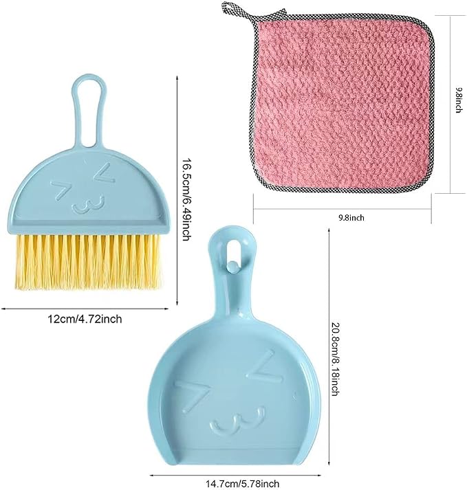 3 Packs of Mini Little Broom and Dustpan, Small Dustpan and Brush Set, Kids Dustpan and Broom Set for Cleaning Tables, Sofas, Cars, Keyboards, Kitchen Countertops.