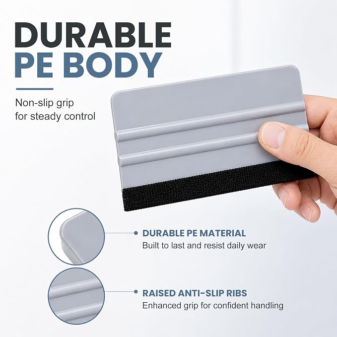 Window Felt Squeegee, 5.9 × 3.0 Inch Scratch Free Vinyl Scraper Car Wrap Tint Squeegee, Universal Smoothing Tool for Car Window Tint Wallpaper Glass Film Application