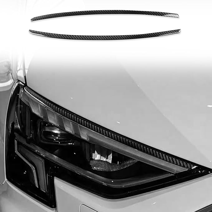 Fit for Audi A3 8Y S3 2021-2025 Real Carbon Fiber Headlight Stickers | Trim Headlight Eyelids Eyebrows Decorations | Accessories | Self-adhesive | Thick Overlay