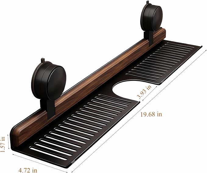 Bathroom Sink Shelf Over Faucet, No Drill Floating Shelf for Bathroom Sink, Under Sink Caddy Organizers for Toothbrush Soap (Black, 20 inch)