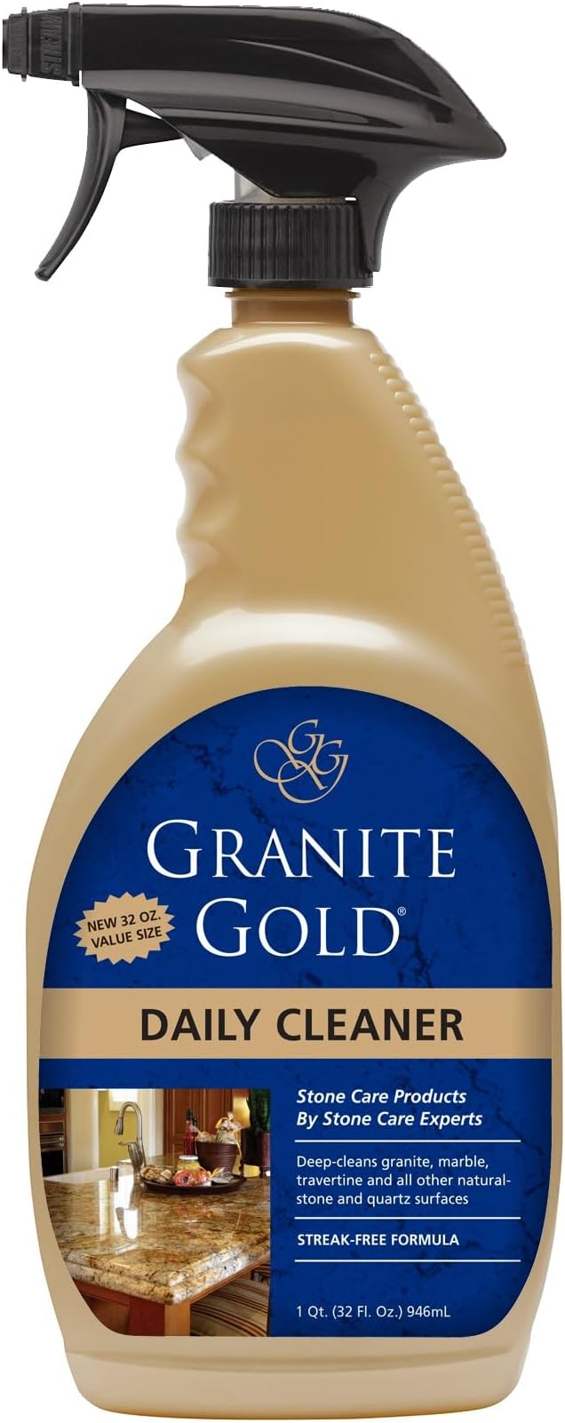 Granite Gold Daily Cleaner 32oz & Polish Spray 24oz for Granite, Marble, Quartz & Natural Stone Surfaces