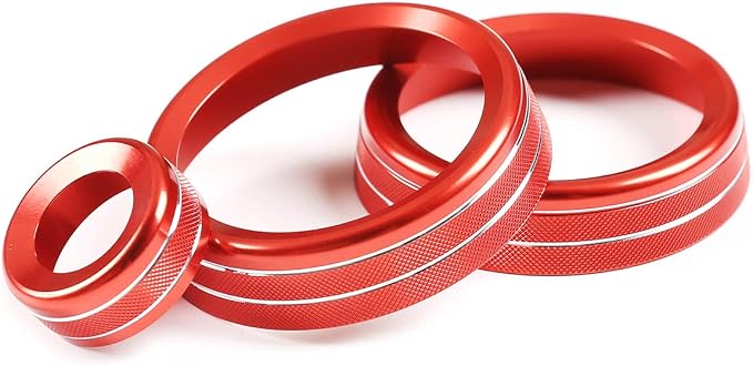 Aluminum Alloy Car Interior Air Conditioning & Volume Adjustment Knobs Decorative Cover Trim for Land Rover Defender 110 2020 Accessories (Red)