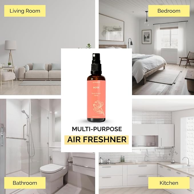 Rose Air Freshener Spray for Room, Linen & Pillow 100ml by Aromafume | Made with Pure Rose Essential Oil | Aromatherapy Spray to Comfort and Unwind | Mist for Bedding, Fabrics