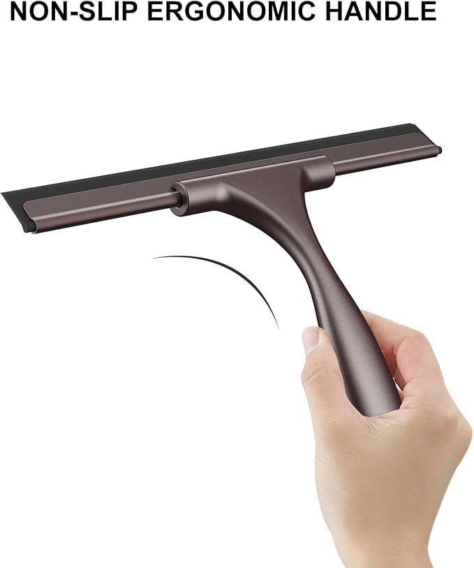 SetSail Squeegee for Shower Glass Door, 10 Inches, Bronze | Stainless Steel Squeegee for Shower Glass Door, All-Purpose Window Squeegee for Shower Mirror Bathroom Car Window Cleaning