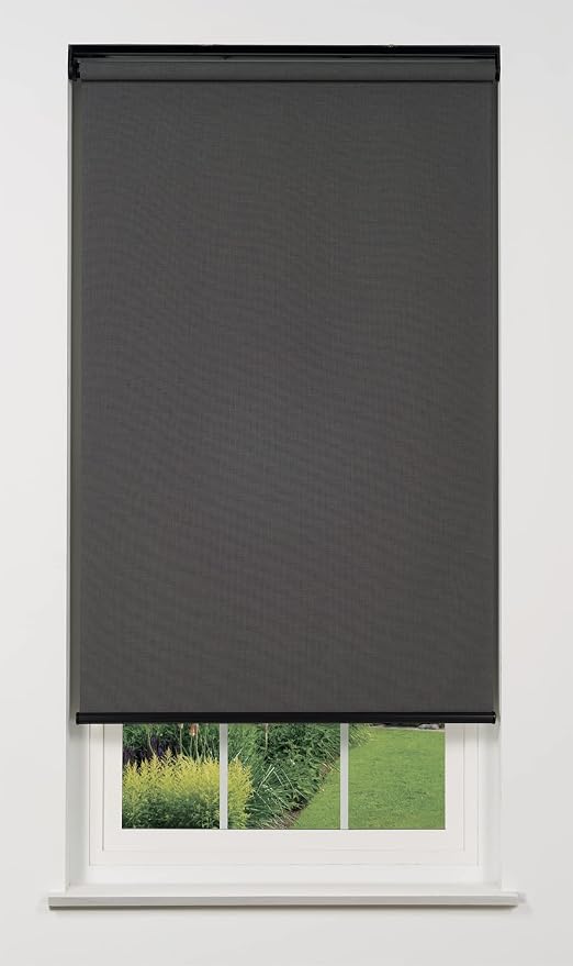 Linen Avenue Cordless 1% Solar Screen Standard Roller Shade, Charcoal 60 W x 78 H (Arrives 1/4" Narrower)
