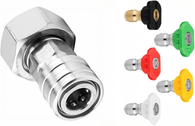 Dual Turbo Nozzle Pressure Washer 360° Rotating Turbo Nozzle For Power Washer with 1/4" Quick Connector, 2.5 Orifice Twin Turbo Nozzle, 4-6 GPM, 4000 PSI (Silver)