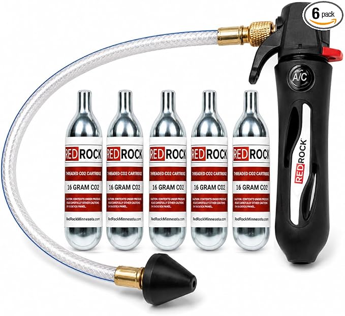 RedRock Gallo Drain Gun with 5 Unthreaded CO2 Cartridges for A/C Condensate Line Air Conditioner Cleaner Blaster Opener Kit with Five Cartridge Clears HVAC Clogs