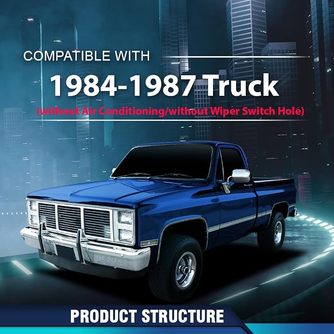 PIT66 Dash Bezel Storage Box Fit Chevy GMC Truck Blazer 1984-1987 | Black Dashboard Panel with Storage Compartment Fit Chevy GMC Truck Blazer Suburban 1984-1987 Without A/C&Wiper Switch Hole