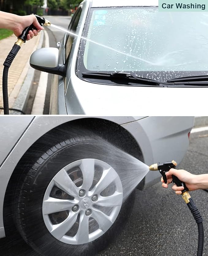 ESOW Garden Hose Nozzle, Heavy Duty Metal with Brass Nozzle, 4 Modes | High pressure pistol grip sprayer for garden, car wash, pet shower. Leak-proof, rustproof metal build. Adjustable water flow