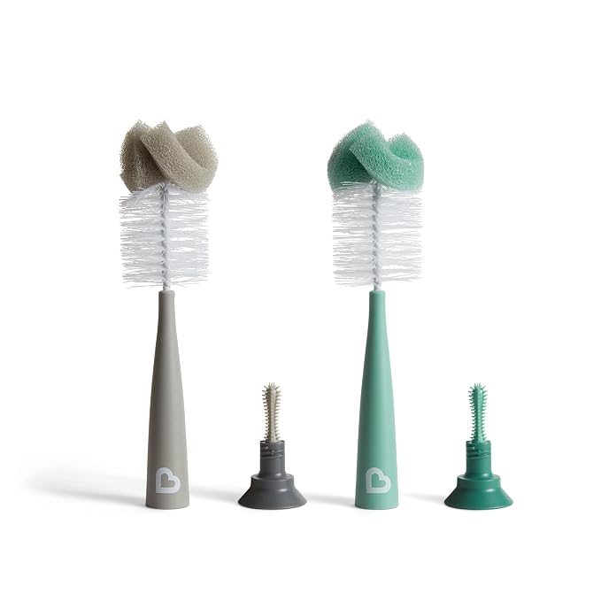 Munchkin Sponge Bottle Brush, Grey/Sage, 2 Count (Pack of 1)
