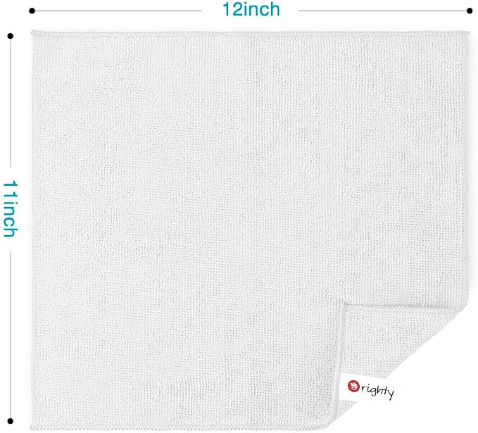 Orighty Microfiber Cleaning Cloth, Cleaning Rags, 24 Pack, 12x11 in, White | Microfiber Towels for Cars, Soft Highly Absorbent Rag, Lint Free Cloths for Car Care, House, Kitchen