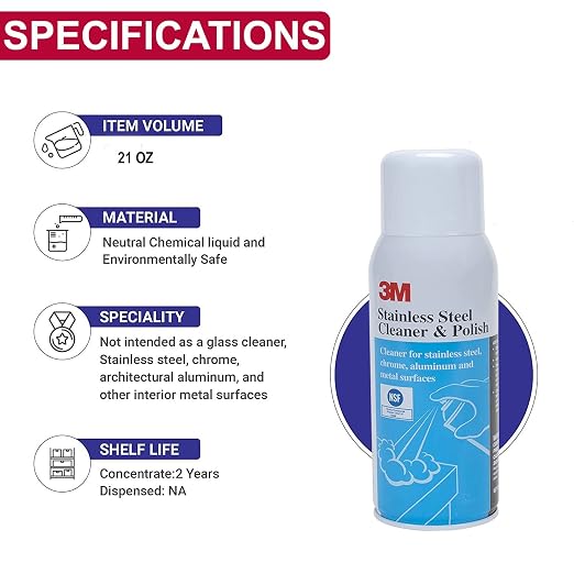 3M Stainless Steel Cleaner and Polish, 21 oz Aerosol