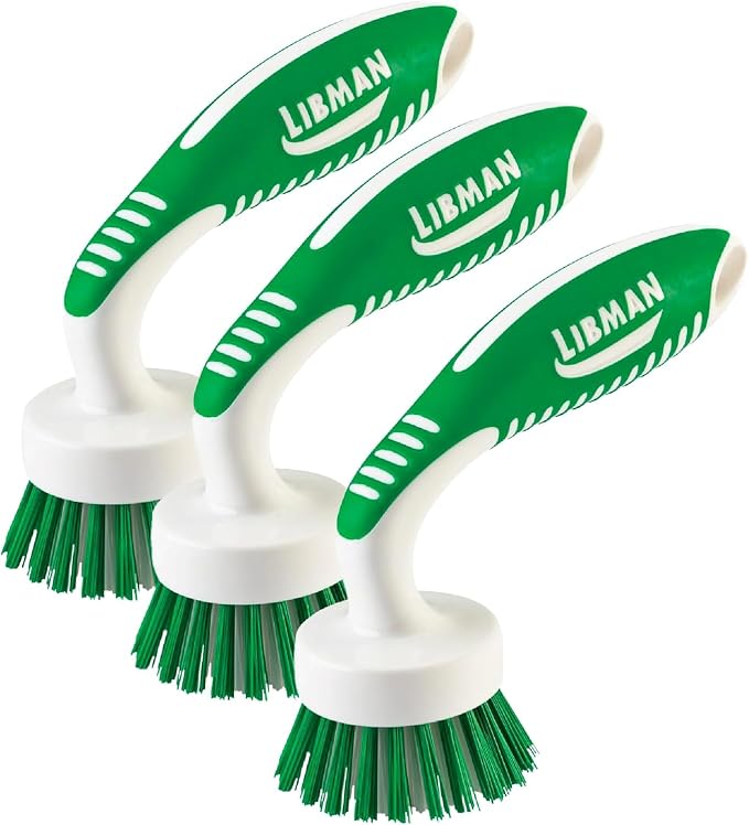 Libman Curved Kitchen Brush, Cleaning Scrub Brushes, Ergonomic Dish Scrubber Cleaner 3 PK