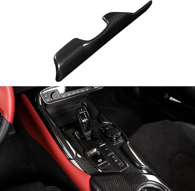 JSWAN Real Carbon Fiber Center Consoles Gear Shift Frame Side Cover Fit for Toyota Supra GR A90 MK5 Gear Shift Panel Trim Sticker Central Control Dashboard Cover