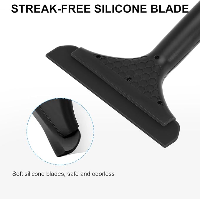 SetSail Shower Squeegee for Glass Doors, Small Squeegee for Shower Glass | Mini Silicone Squeegee for Window Cleaner Tool Bathroom Squeegees for Car Window Cleaning, 2 Pack, All Black