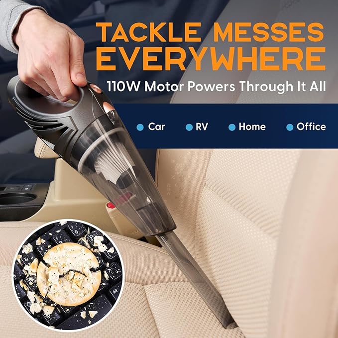 Power Practical Handheld Cordless Vacuum, Portable Car Cleaner with Strong Suction
