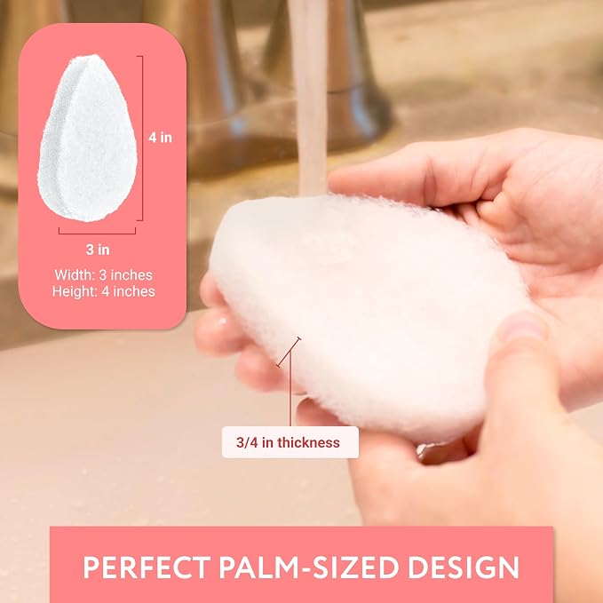 IMPRESA Facial Sponge - Daily Deep Cleansing Face Scrubber - Gentle Exfoliating Pads for Dead Skin Removal - Reusable Face Scrub Pads for Normal to Oily Skin (White, Regular)