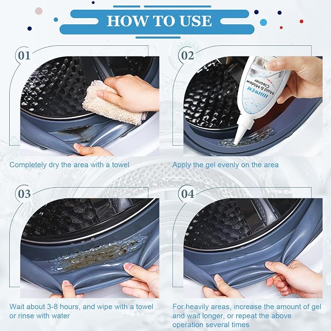 HIHWEM Mold Mildew Remover Gel Washing Machine Cleaner Grout Cleaner Household Stain Remover Gel for Home Sink Kitchen Showers 8 fl.oz