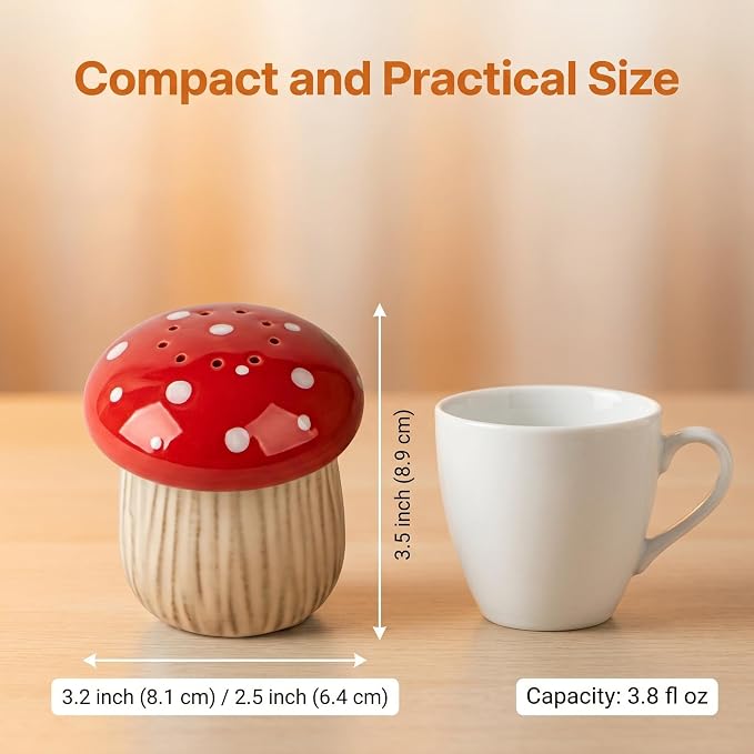 Ceramic Mushroom Microwave Steam Cleaner with Vented Lid for Easy Cleaning | Ceramic microwave steam cleaner with a vented lid uses heated vinegar steam to help loosen food residue for easier cleaning.