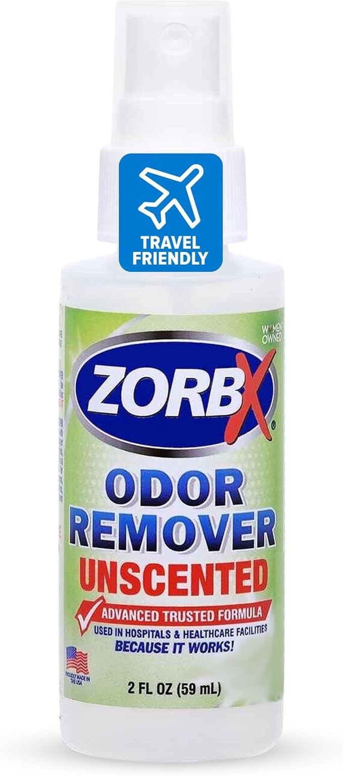 ZORBX Unscented Odor Eliminator for Strong Odor 2 Fl Oz, Pack of 1 - Used in Hospitals & Healthcare Facilities - Advanced Formula, Fast-Acting Odor Remover Spray for Dog, Cat, House & Carpet | Permanent Odor Remover for Pet & Human Urine, Smoke & Stron...